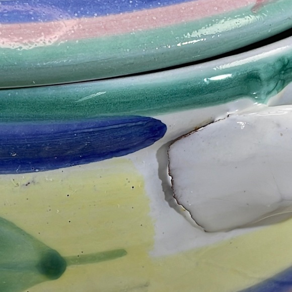 ⭐️Vintage Pottery Caleca Carousel Covered Casserole Dish Italy Hand Painted - Picture 5 of 10